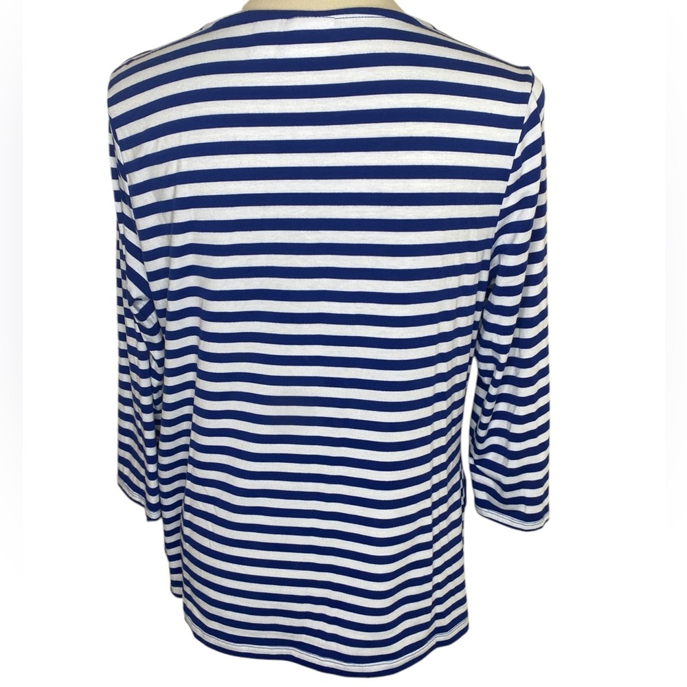Chicos Ruffled Striped Top - Picture 3 of 4